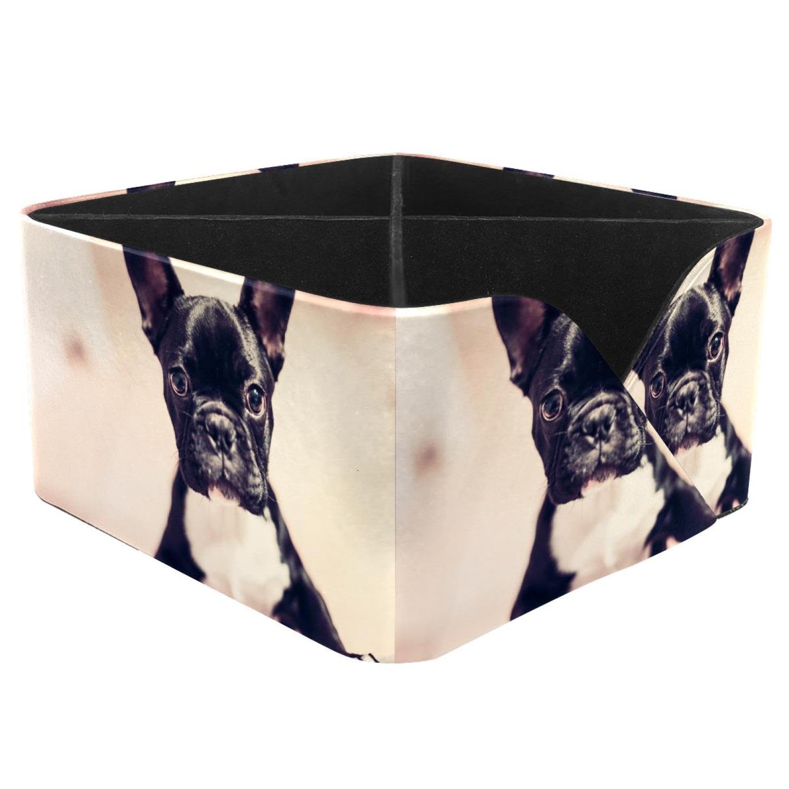 KengjuTesu Pet French Bulldog Desktop Organizer Pen Holder, Rectangular Pencil Cup for Office, Study and Makeup Stations