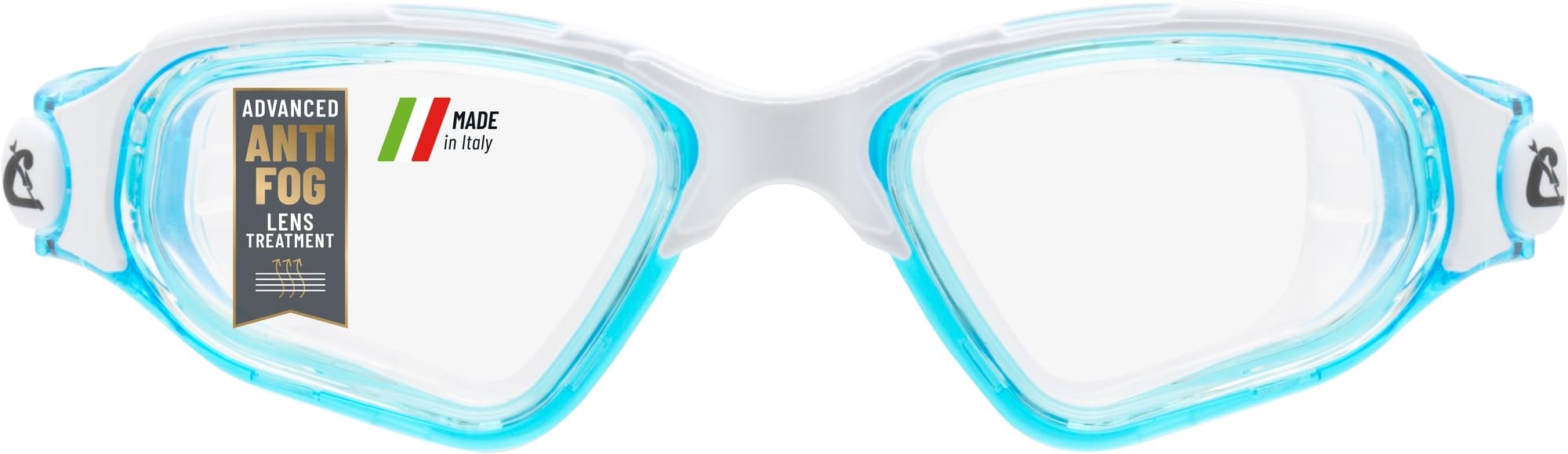 Cressi Clear Eyes Swim Goggles - Anti-Fog & UV Protection Adult Swimming Goggles - Strap & Nose Bridge for Pool Sessions - Swim Aids for Adults - White/Aquamarine Clear Lens - One Size