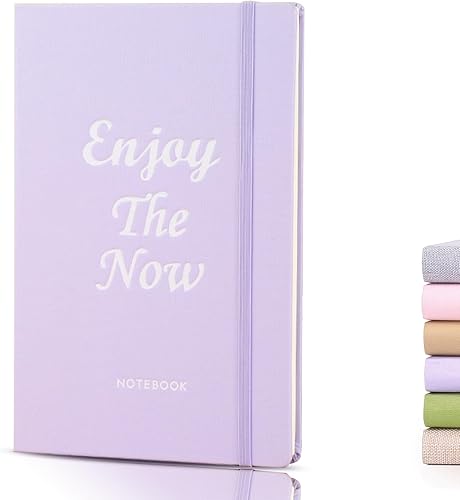 LLi Cufite Cuaderno rayado, 160 páginas, tamaño mediano de 5.7 x 8.5 pulgadas, papel grueso de 3.53 ozm, tapa dura de algodón (A5, lavanda)