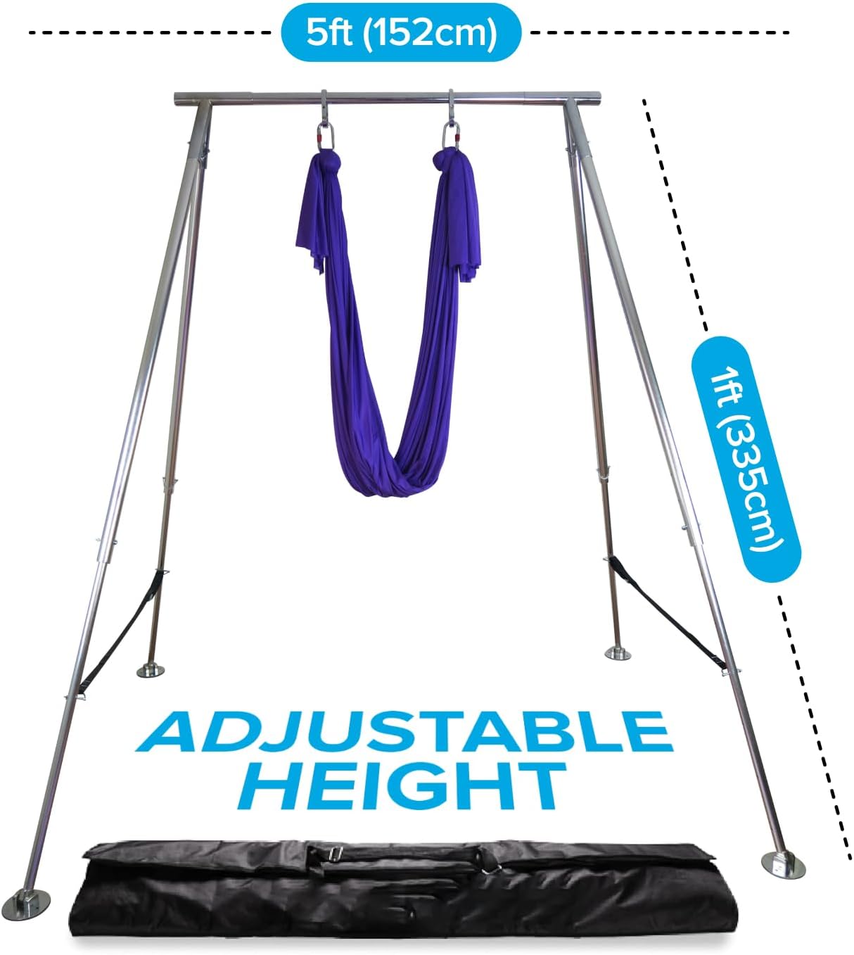 Uplift Active Adjustable Yoga Aerial Rig - Only Premium Home Yoga Stand with Adjustable Height | Portable Stainless Steel Rig | Aerial Fitness, Use with Hoops/Lyra, Silks & Hammock