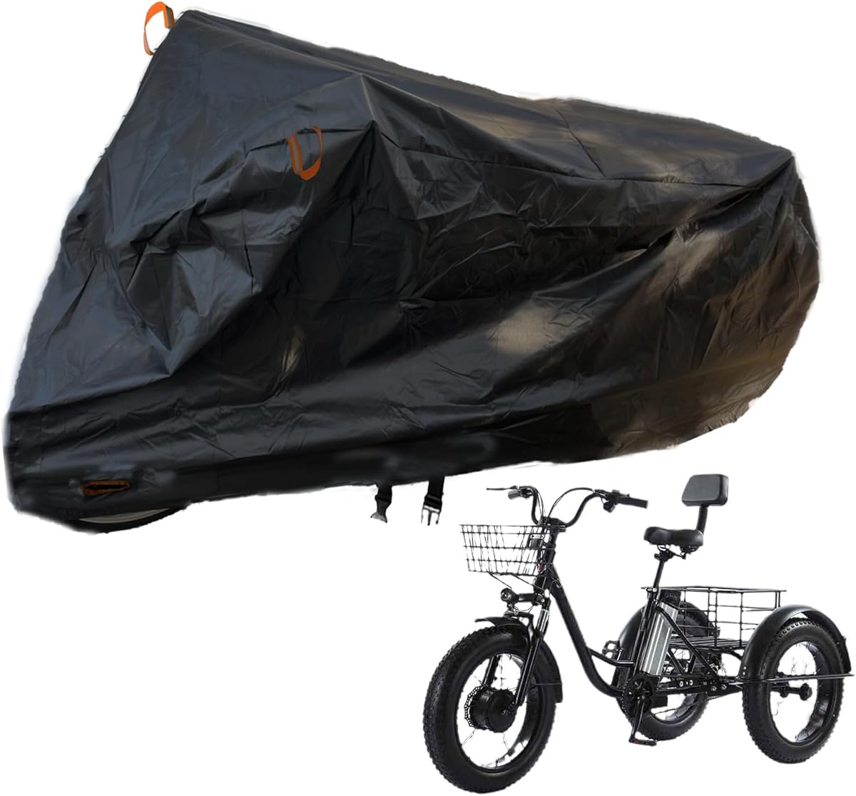 Recumbent Bike Cover,600D Heavy Duty 24 26 inch 3 Wheel Bike Covers,Outdoor Windproof Waterproof Adult Tricycle Cover,Dustproof Electric Trike Bicycle Bike Covers
