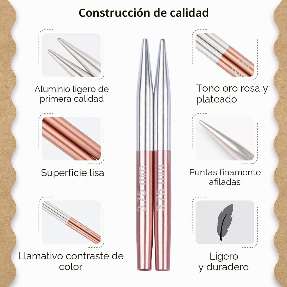 Set de Agujas Intercambiables Knitter’s Pride Rosemist Mini 5 cm