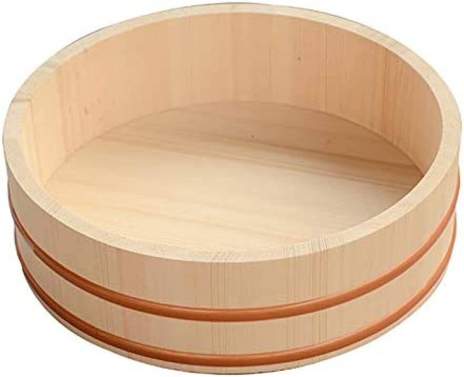 69Tranquillity - Ciotola in legno per sushi e riso, in 12 misure, con fascia in rame, per sushi e ristorante (legno di pino bianco), 66 x 16 cm