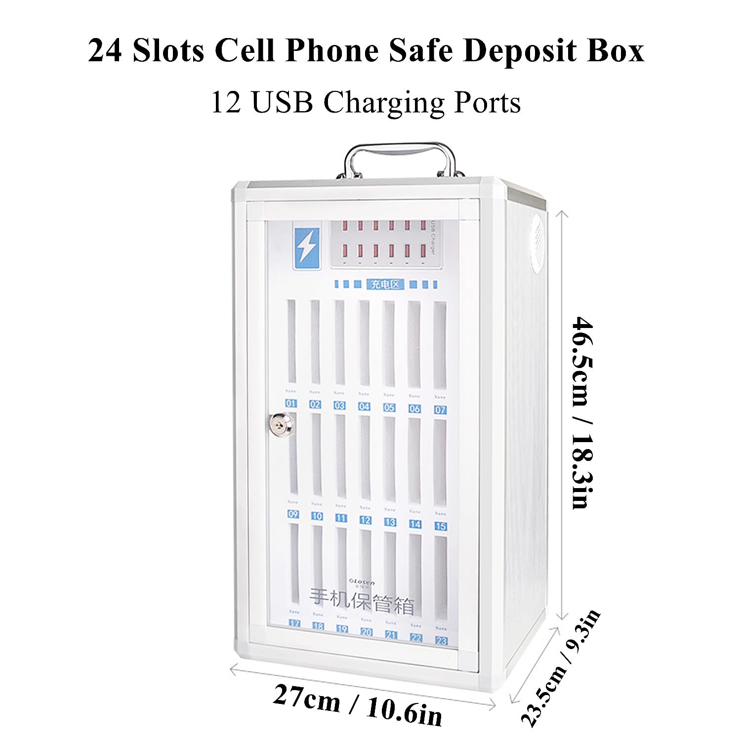 Armadietto per cellulari per aula con serratura e contenitore in acrilico trasparente, stazione di ricarica e contenitore portatile per cellulari, organizer per cellulari in lega di alluminio spessa