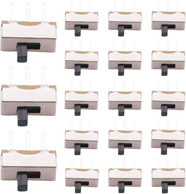 mxuteuk 60pcs Vertical Slide Switches Micro High Knob 3 Pin 2 Position 1P2T SPDT Toggle Switch Panel Mount 0.5A 50V DC 3MM SS-12DOO-G3
