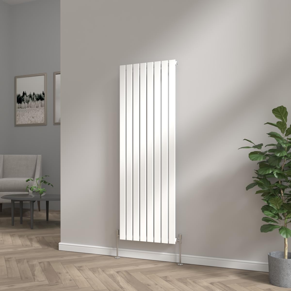 NRG 1600 x 544mm Bathroom Vertical Radiator Gloss White Single Flat Panel Tall Upright Central Heating Rad