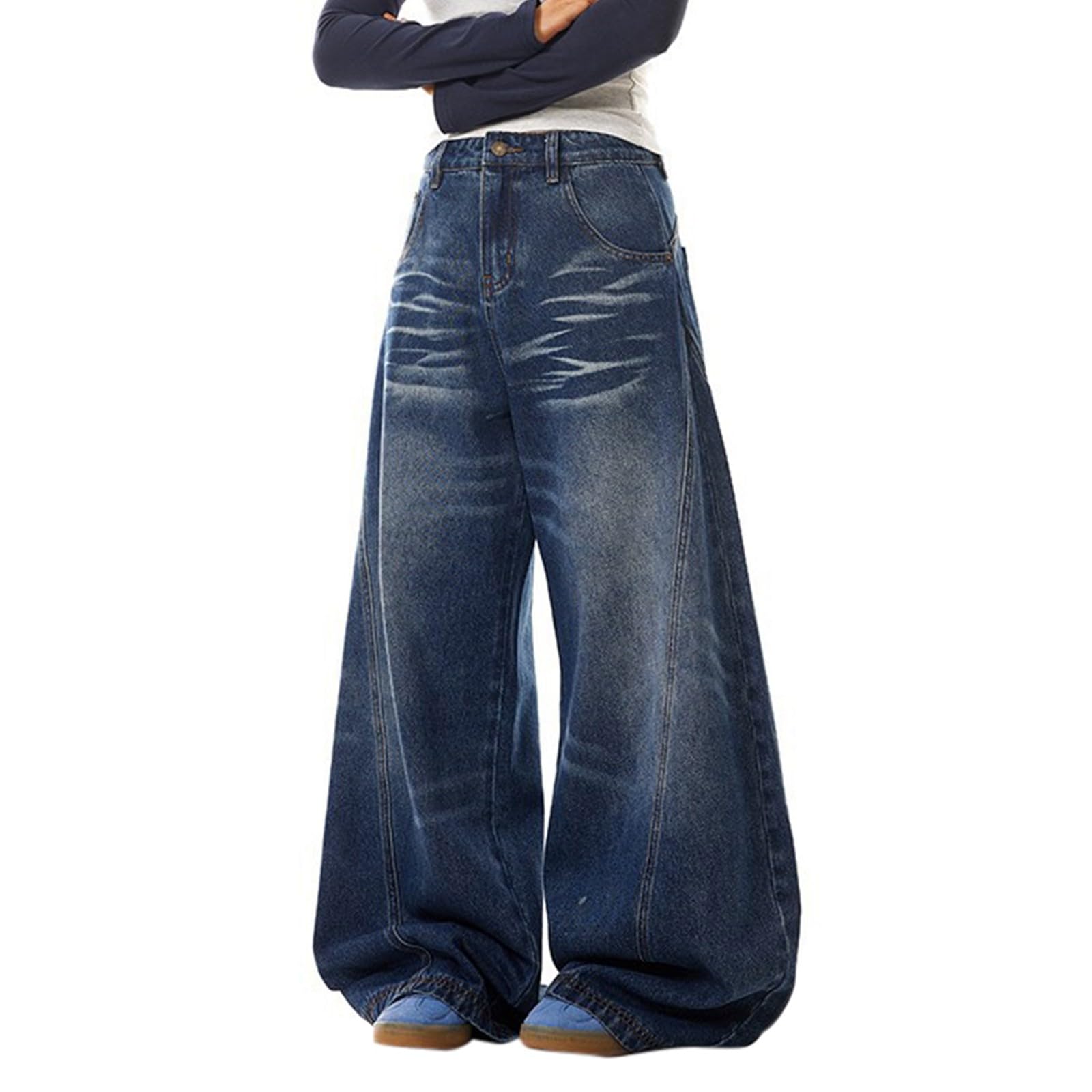 Genérico Pantalones Vaqueros Mujer Rectos Elásticos Bolsillos Tallas Grandes Bootcut Mezclillas Bolsillo Deportes Campana Elefante Monocolor Holgados Casuales de Tiro Básicos Comodidad Diaria