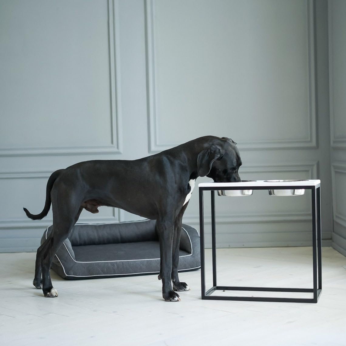 Dexter EnterprisesWooden Large Dog pet Stand Modern & Elegant Bamboo Elevated Dog Bowls/Cat Bowls. Our Durable & Beautiful Raised Pet Feeder Bowl Stand Perfect for Smaller Pets (Black & White) (B0CF9C3SLK) Amazon Price History, Amazon Price Tracker