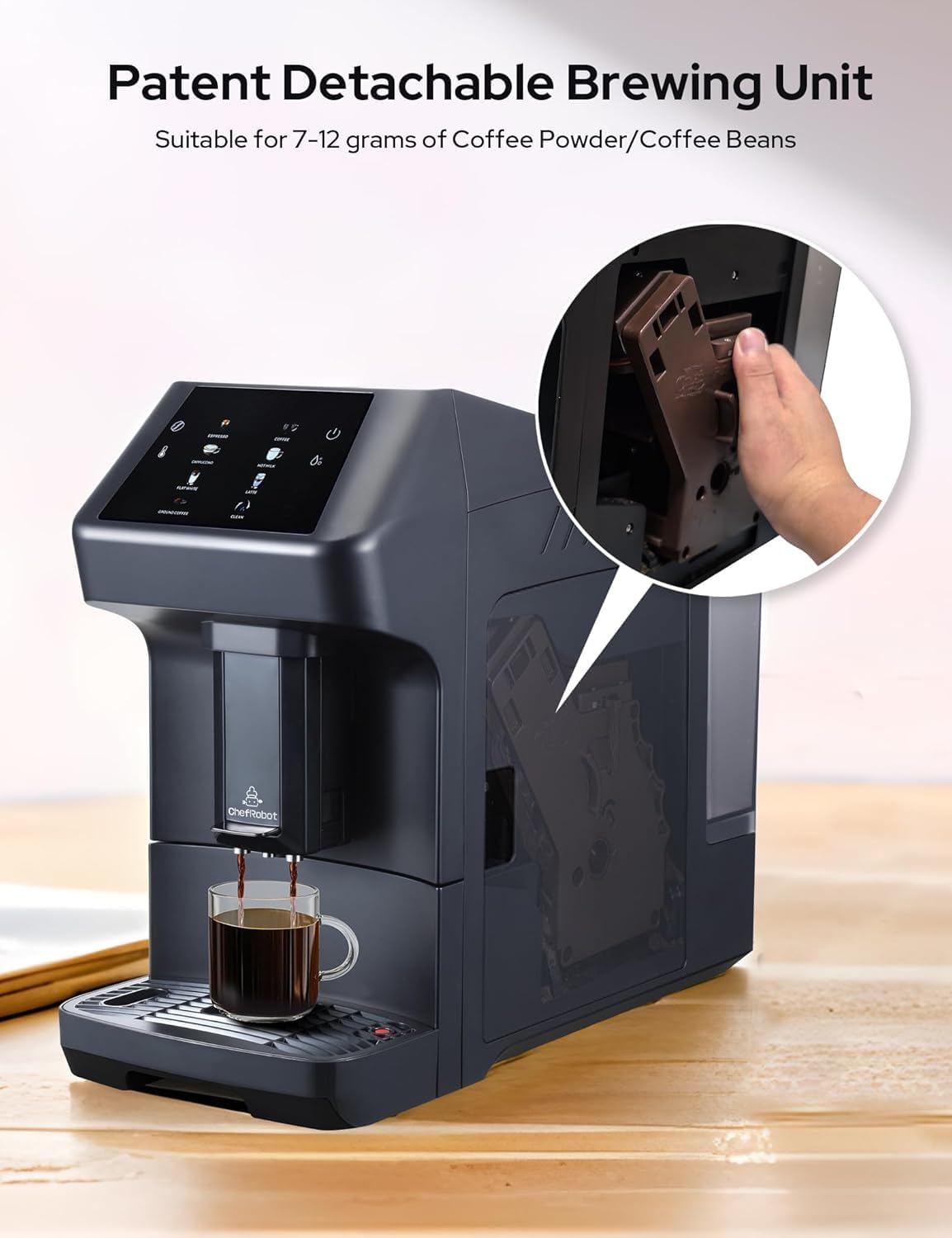 Automatic Espresso Machine with Programmable Flow for Espresso / Americano/Latte/Cappucino/Milk Foam Custom Grind Automatic Coffee Machine with Self-Cleaning for Home/Office/Cafe/Coffee Lovers