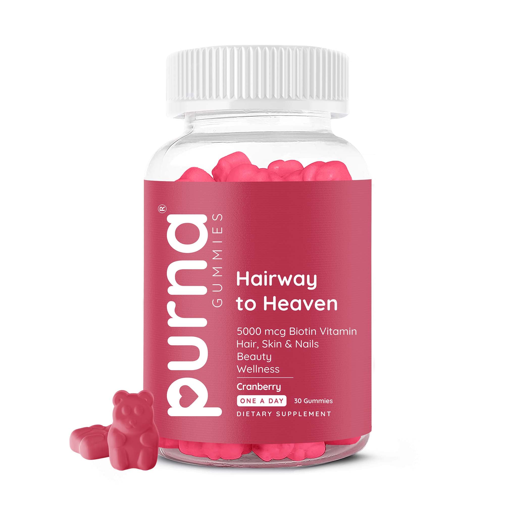 Purna Gummies Biotin Cranberry Flavour Gummy for Hair, Nails, & Skin, 1 daily (30)