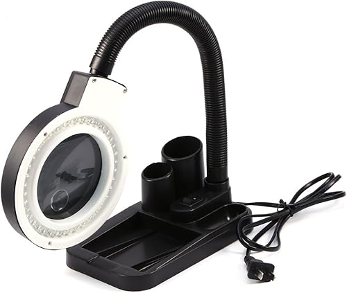 Miniatura 2 de Lupa con luz y soporte, lámpara de escritorio con aumento ajustable de 40 LED, lupa de luz y lámpara de escritorio, iluminación iluminada, 5X 10X,