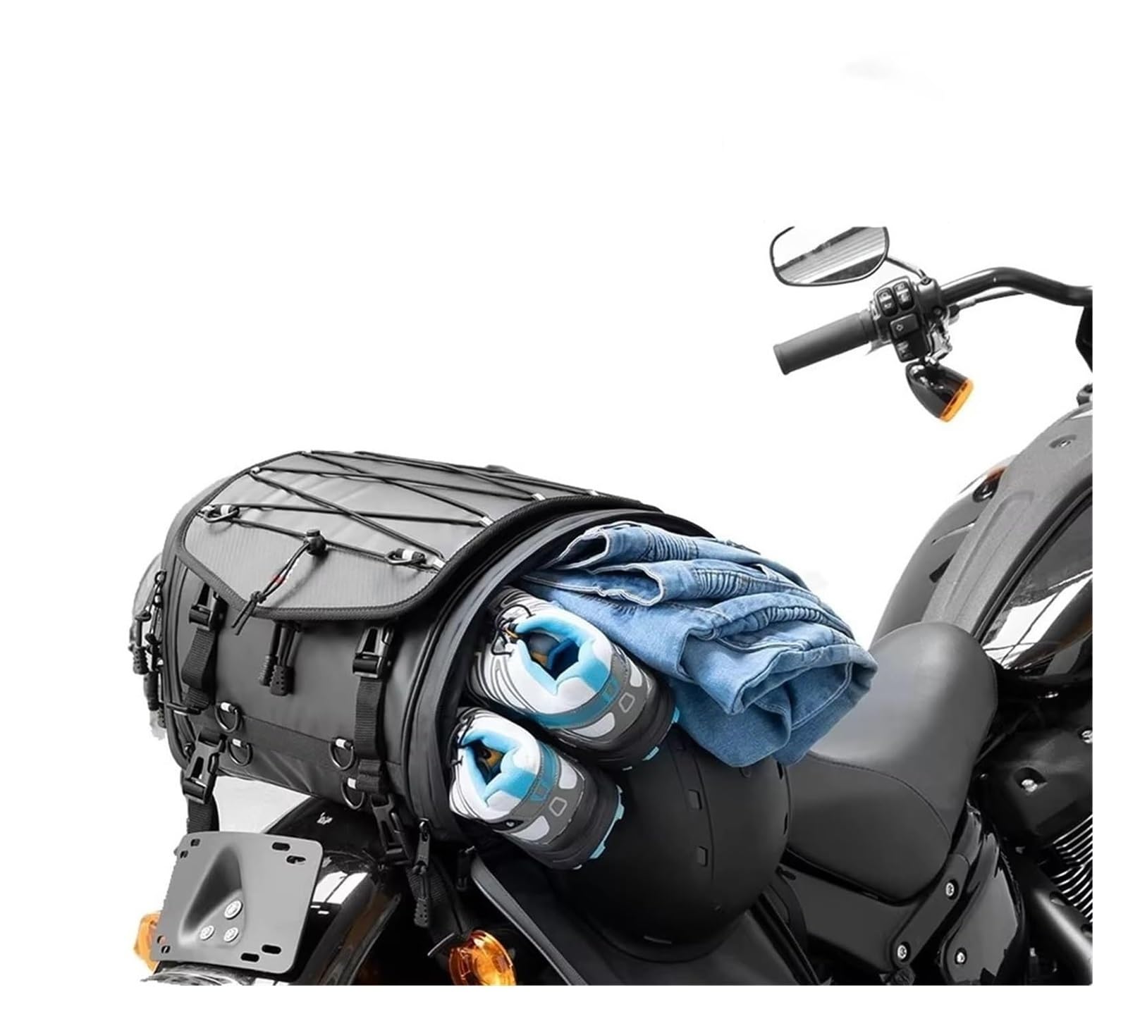 Moto Paraurti Borsa Moto Sella Coda Espandibile Grande capacità Viaggio Bagagli Universale PVC Impermeabile Borsa