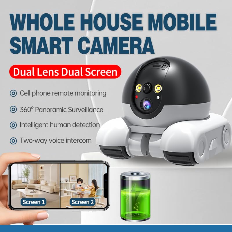 Image of Vikye Robot Camera On Wheels,2MP Double Lens Moving Pet Camera,2 Way Talk 1080P WiFi Small Robot Cam for Cats Dogs