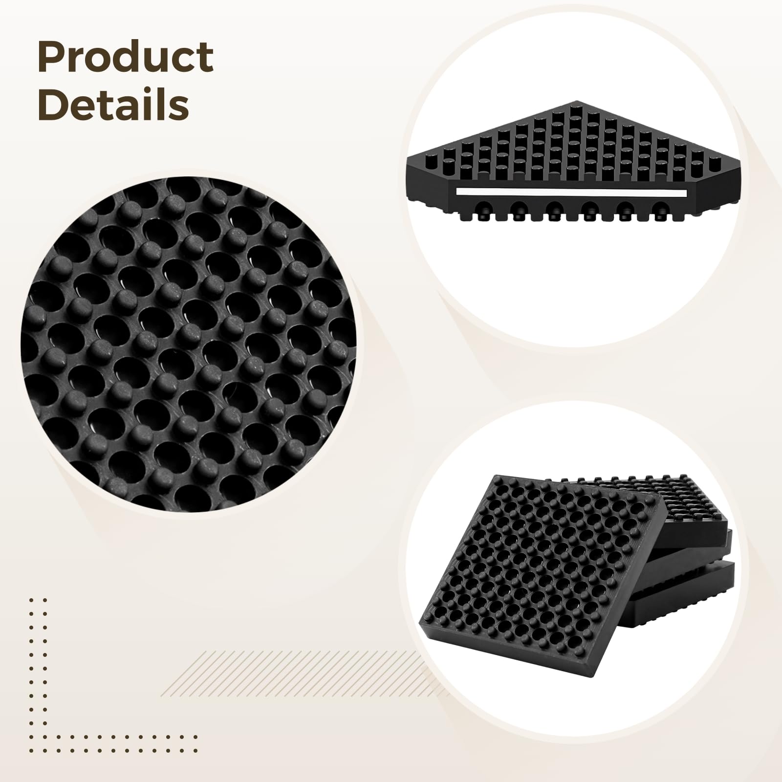 6 szt. maty do sprzętu do ćwiczeń, 10,2 x 10,2 x 2 cm, gumowe podkładki tłumiące wibracje, antypoślizgowe stacjonarne maty do maszyn rowerowych, do bieżni, maszyn do ćwiczeń, ciężkich maszyn