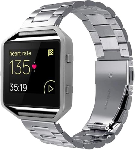 Miniatura 2 de Simpeak Correa de acero inoxidable para mujeres y hombres con marco de acero inoxidable compatible con Fitbit Blaze, herramienta de extracción Match