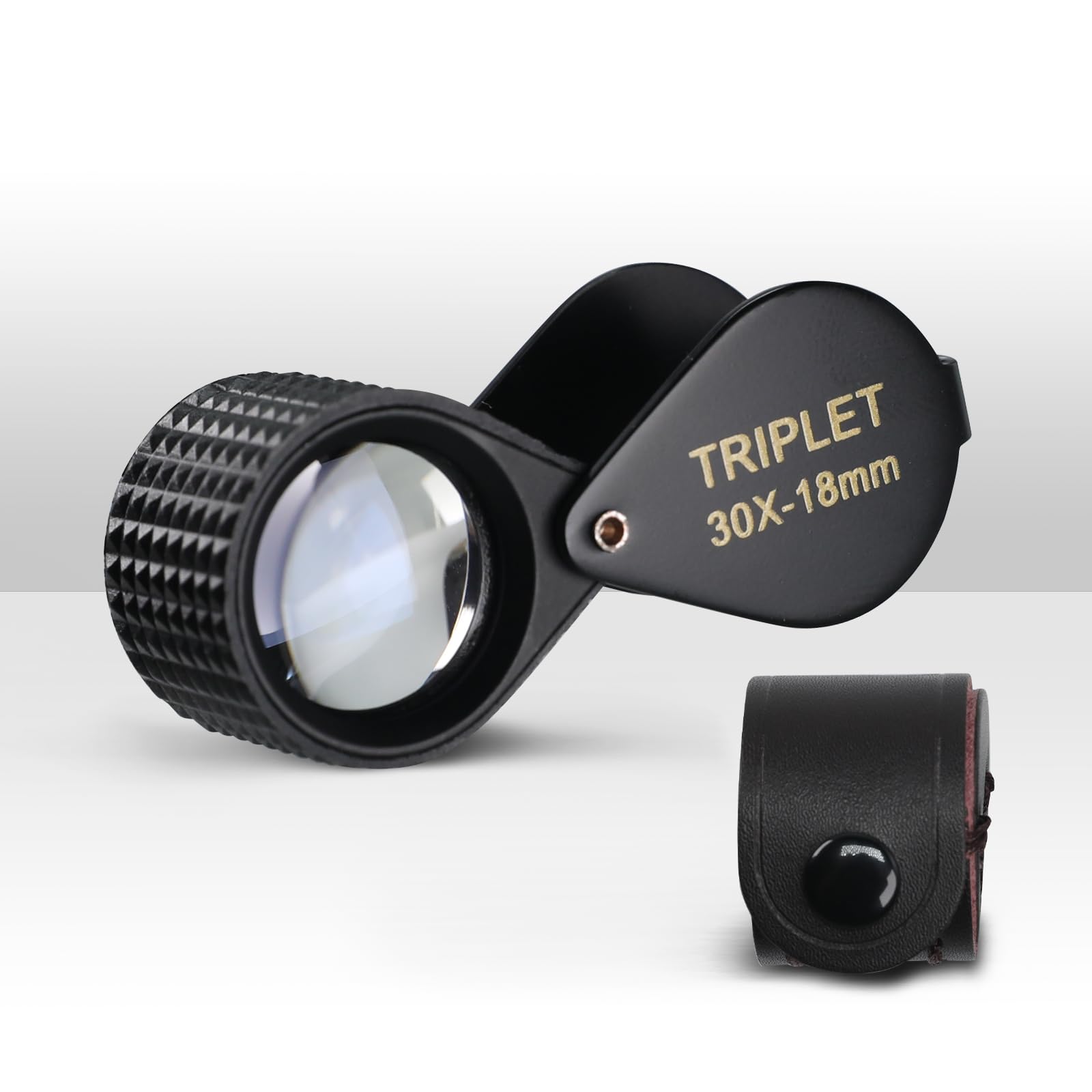 30X Triplet Jewelers Loupe Magnifier with 18mm Optical Glass Lens, Foldable Metal Gem Loupe, Achromatic Aplanatic Magnifying Tool with Lanyard Hole for Jewelry, Coins, Diamonds, Collecting-image-12