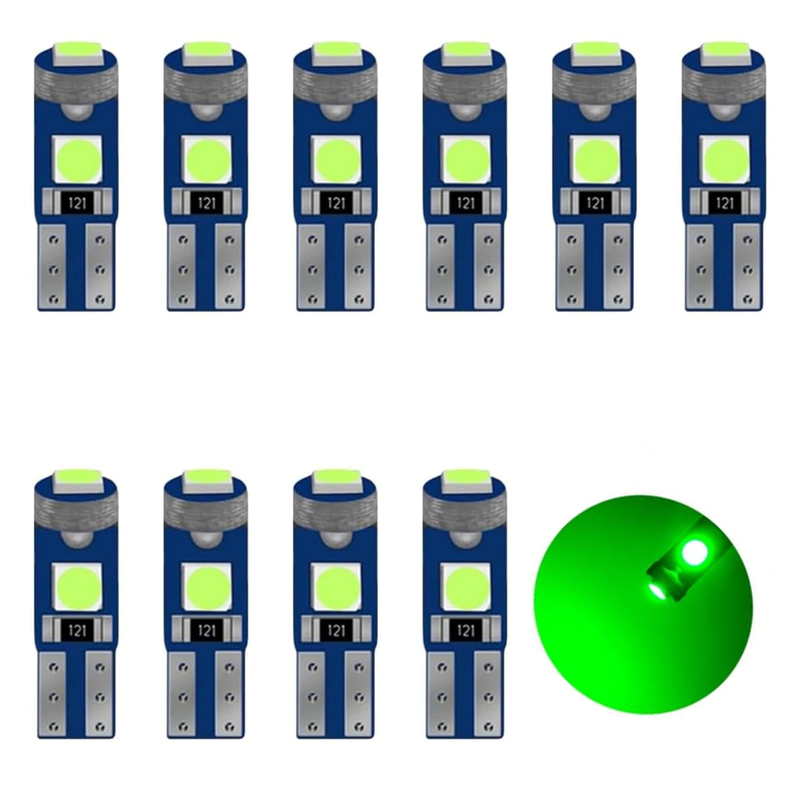 T5 LED Bombillas,2721 27 37 286 PC73 PC74 LED Bombilla,12V 20LM 0.4W 3SMD 3030 Chips,Adecuado para la sustitución de la luz del salpicadero del automóvil (Amarillo-10 Piezas) — view 8