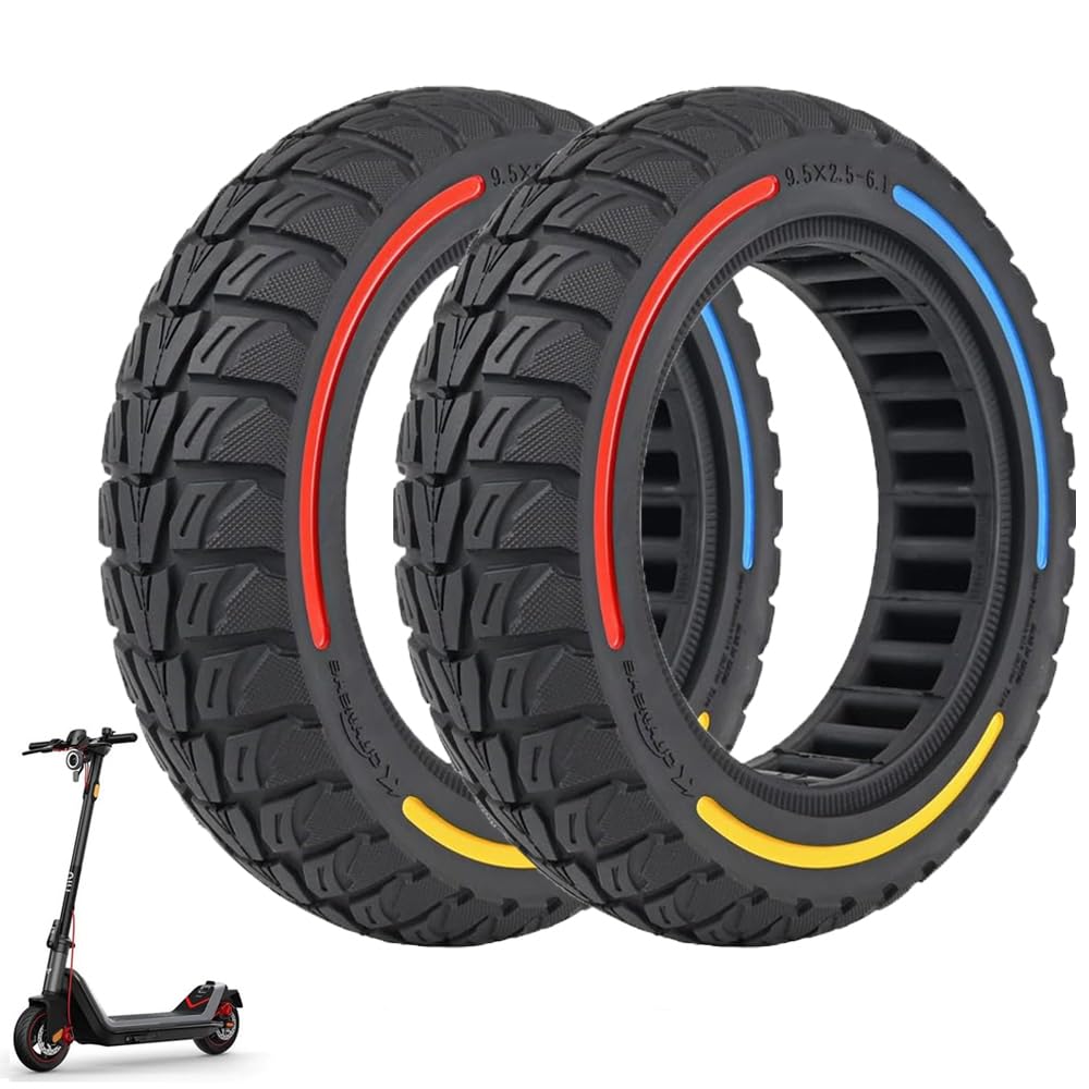 Neumáticos 9,5 x 2,5 – 6,1 pulgadas, neumáticos sólidos de goma maciza para NIU KQi3 Sport/Pro/Max Scooter eléctrico delantero o trasero neumáticos de repuesto macizos de panal de abeja (2)