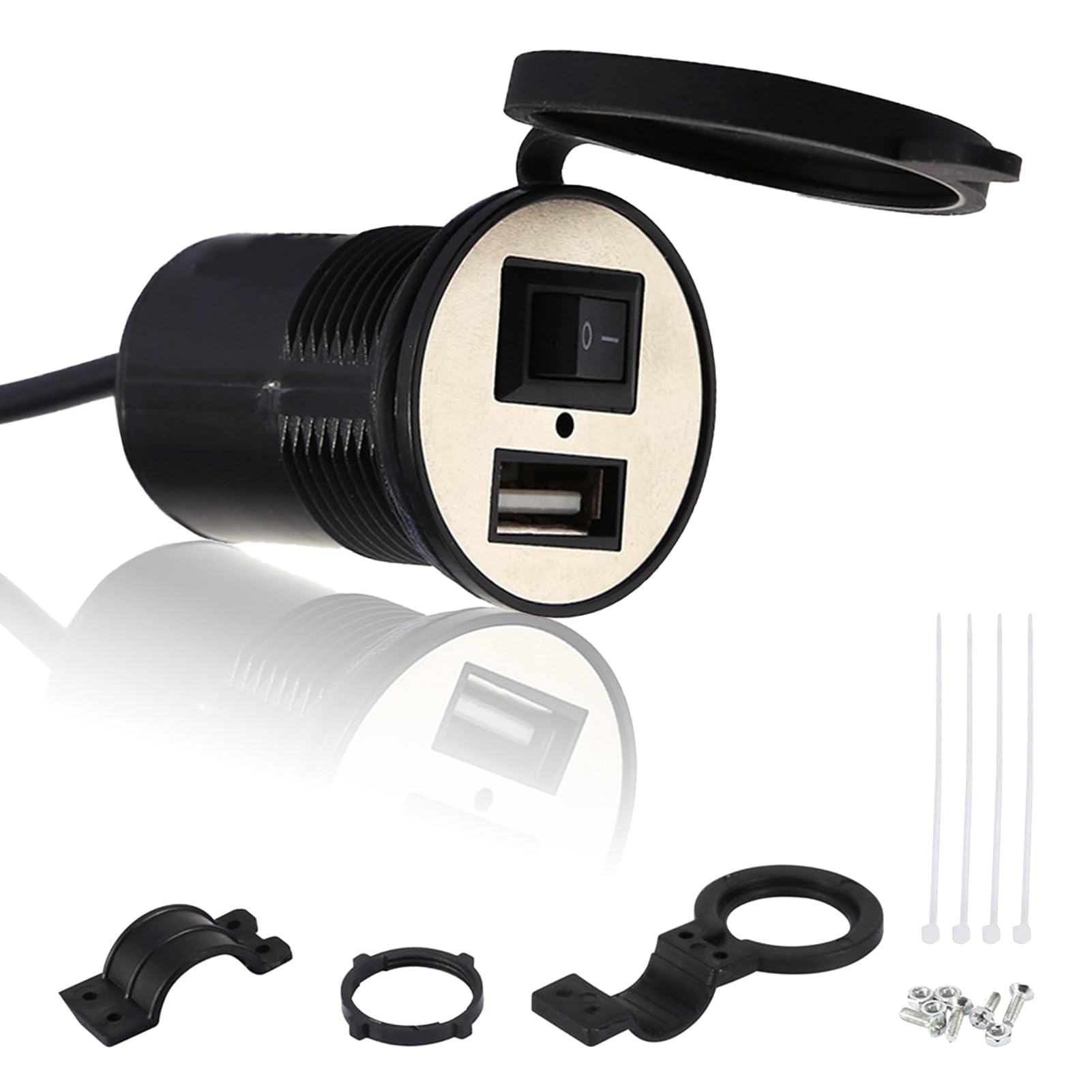 Chargeur Moto USB QC3.0 18W + 30W Type C - Étanche Avec Interrupteur Et Support