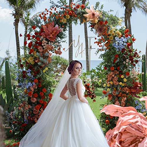 Image of Wokceer 8FT Arch Backdrop Stand White Metal Wedding Arch Backdrop Stand | Metal Backdrop Arch Stand Balloon Arch for Wedding Ceremony Birthday Party Bridal Baby Shower Photo Booth Backgound Decor