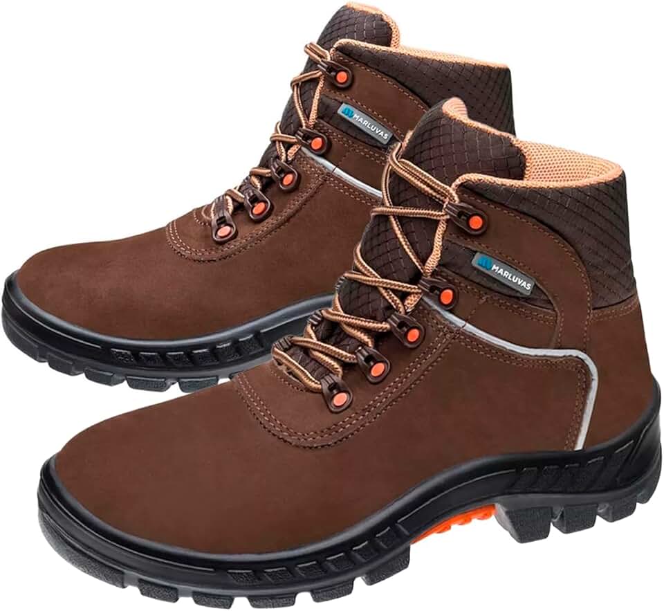 Bota botina Segurança Ocupacional EPI Marluvas Linha Premier 75BPR-PVC cabedal em Nobuck Bico PVC e solado Bidensidade com Estabilizador