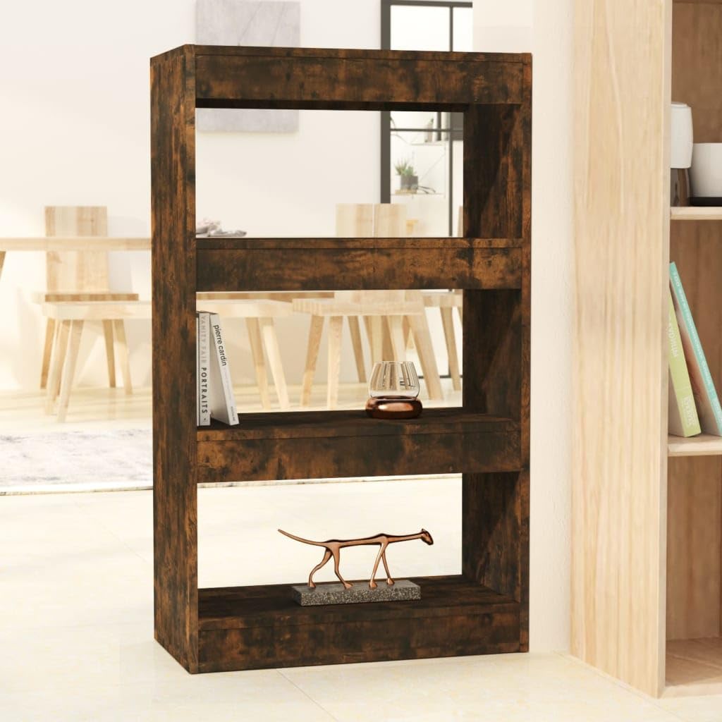 Hothingwell Bücherregal aus Holz, Eichenrauchfarben | Flurregal, dekoratives Regal für Wohnzimmer, robust, Reinigung mit feuchtem Tuch