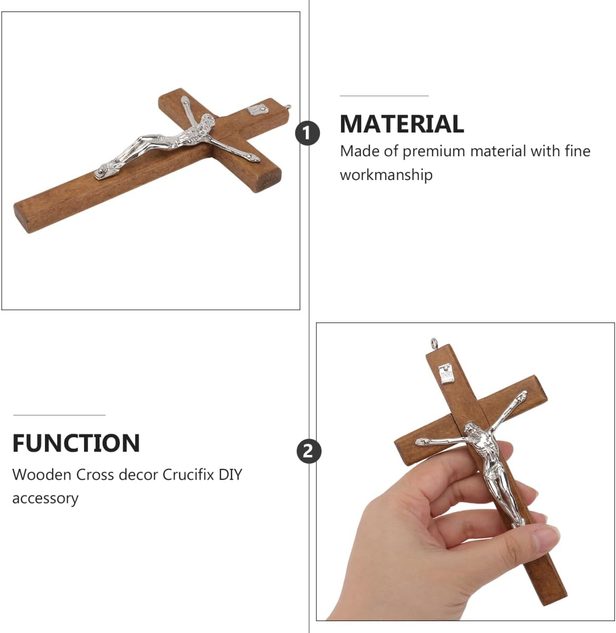 BESTOYARD Wood Wall Art 3 Pack - 5-Inch Medal Holy Small Crucifix Cross Catholic Wall Cross Pendant - Religious Gift & Home Decor