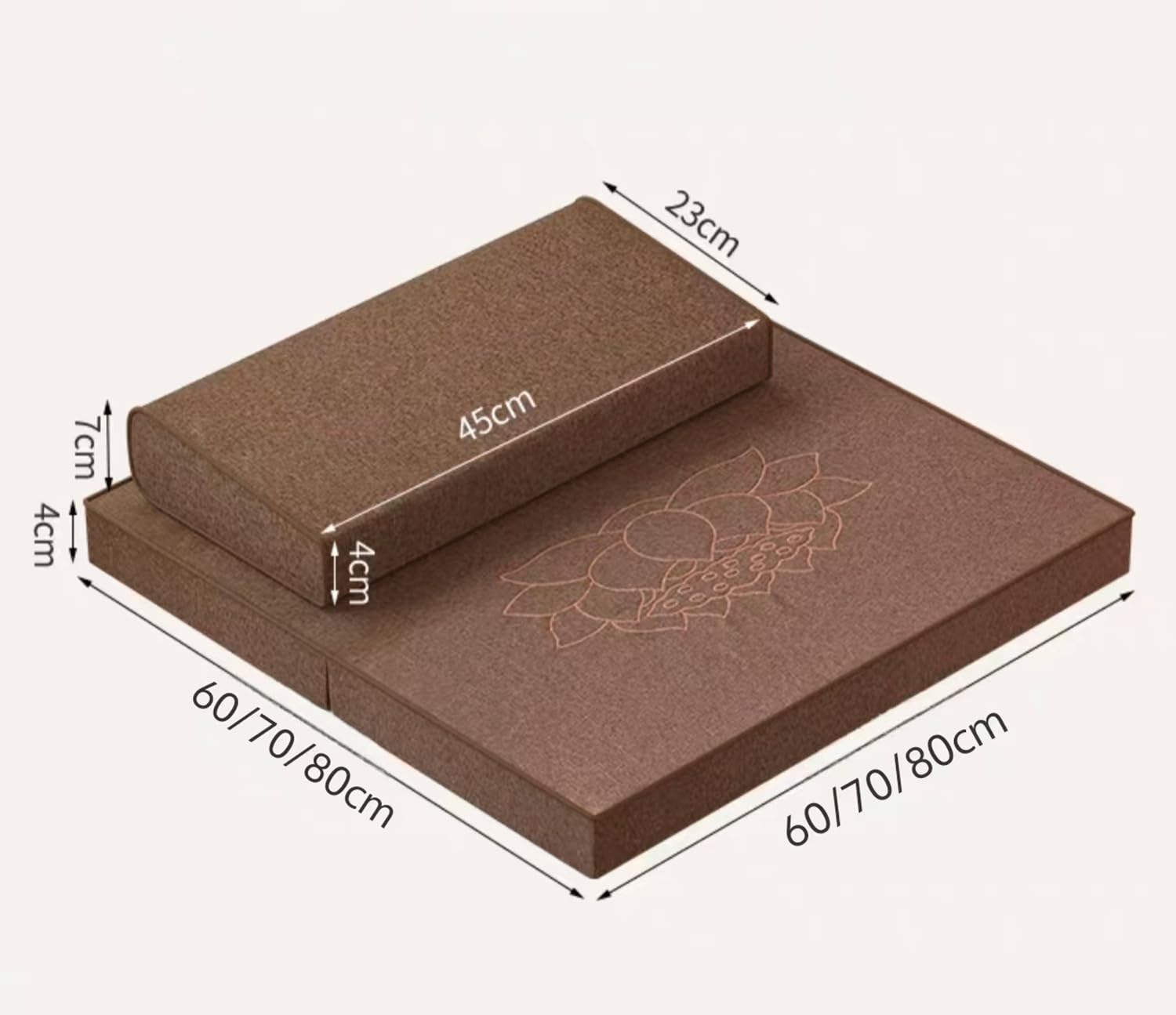 Juego De Estera De Cojín De Meditación Grande, Estera Gruesa De Yoga, Almohadas De Suelo De Refuerzo, Asientos Para Adultos, Accesorios De Meditación Mejo(Size:80x80cm(31x31inch),Color:Beige-2)
