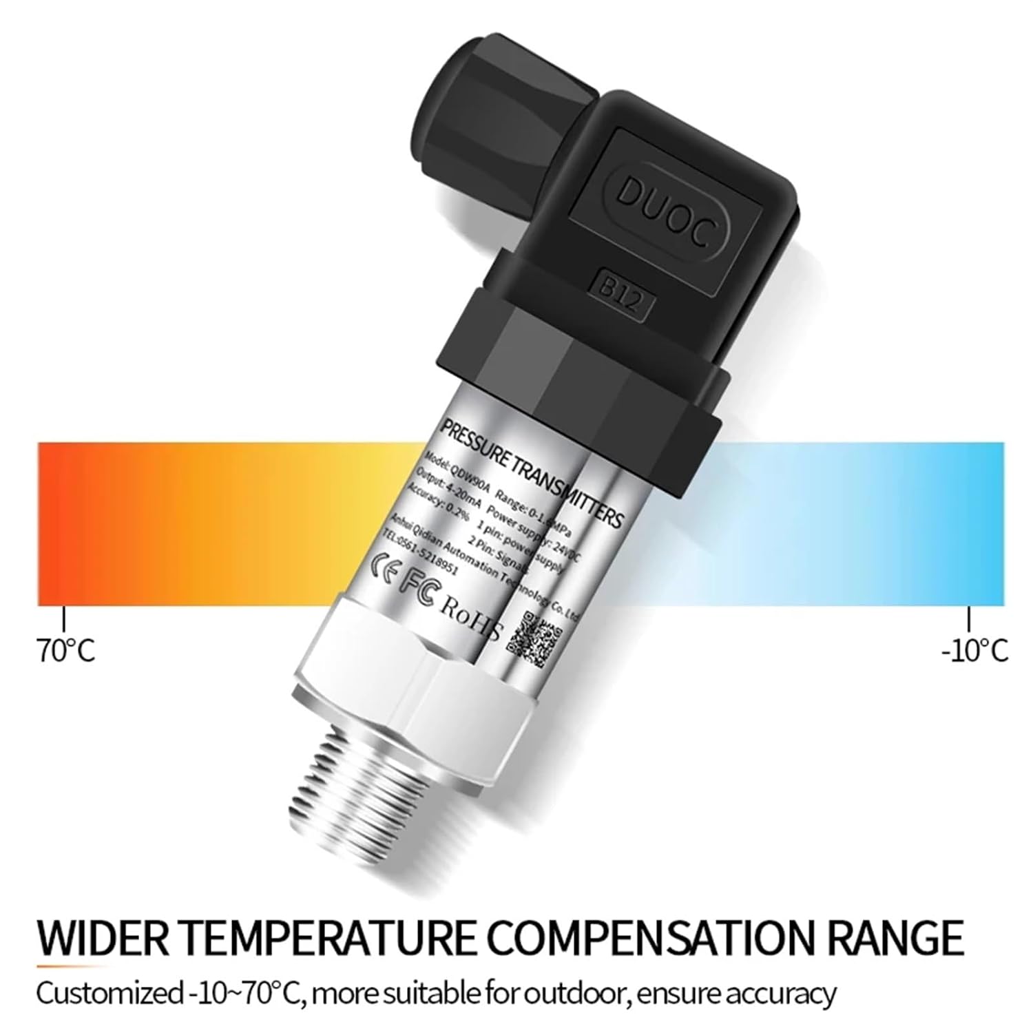 4-20mA Pressure Transmitter 0-10bar 0-4bar 0-50bar M20*1.5 Pressure Sensor Transducer 0-10V 0-5V RS485 Pressure Transmitter(Output RS485,0-200bar)