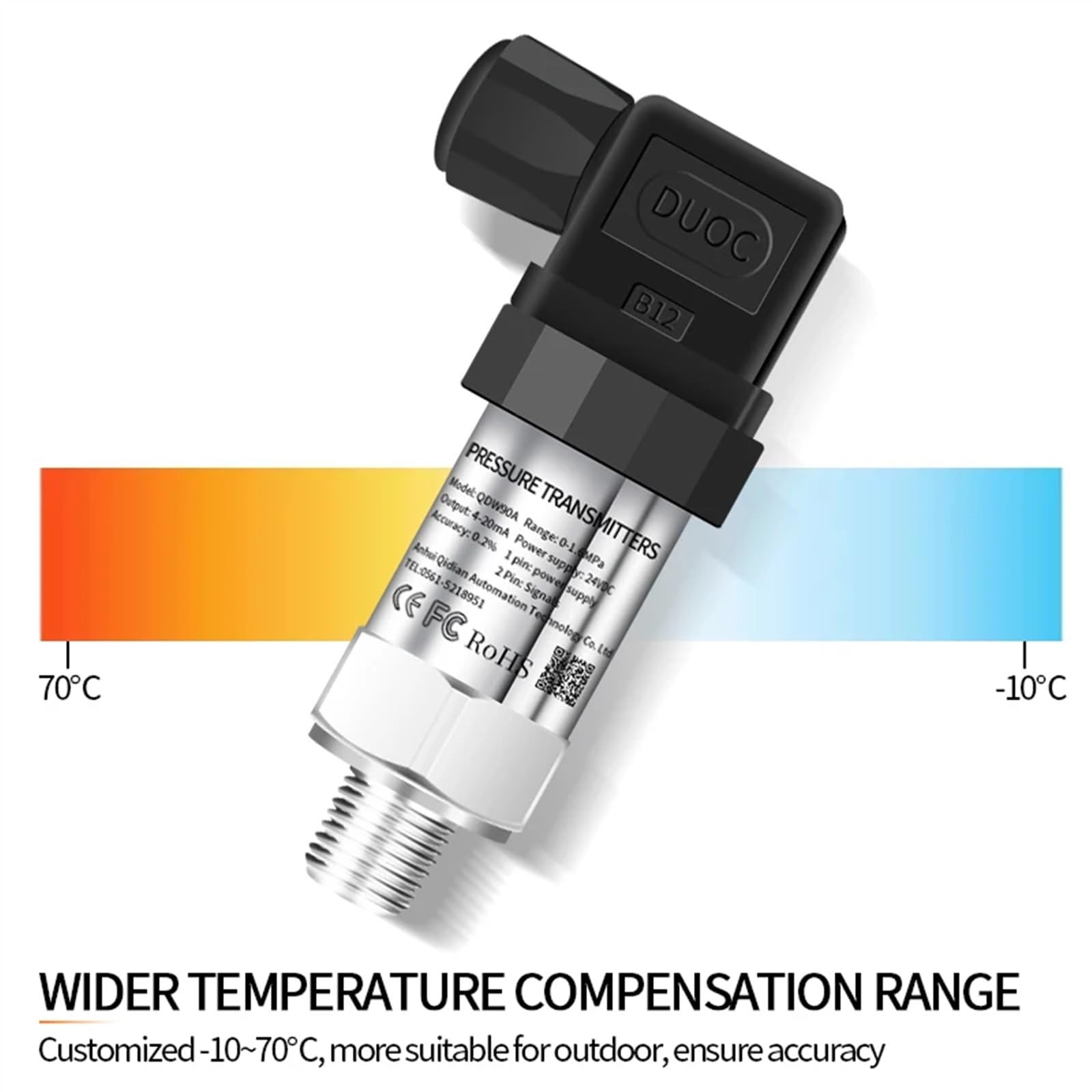 Transmetteur de pression hydraulique 0-400bar 0-4bar 0-10V 0-5V RS485 4-20mA M20 * 1.5, capteur de pression, transducteur(Output 4-20mA,0-4bar)