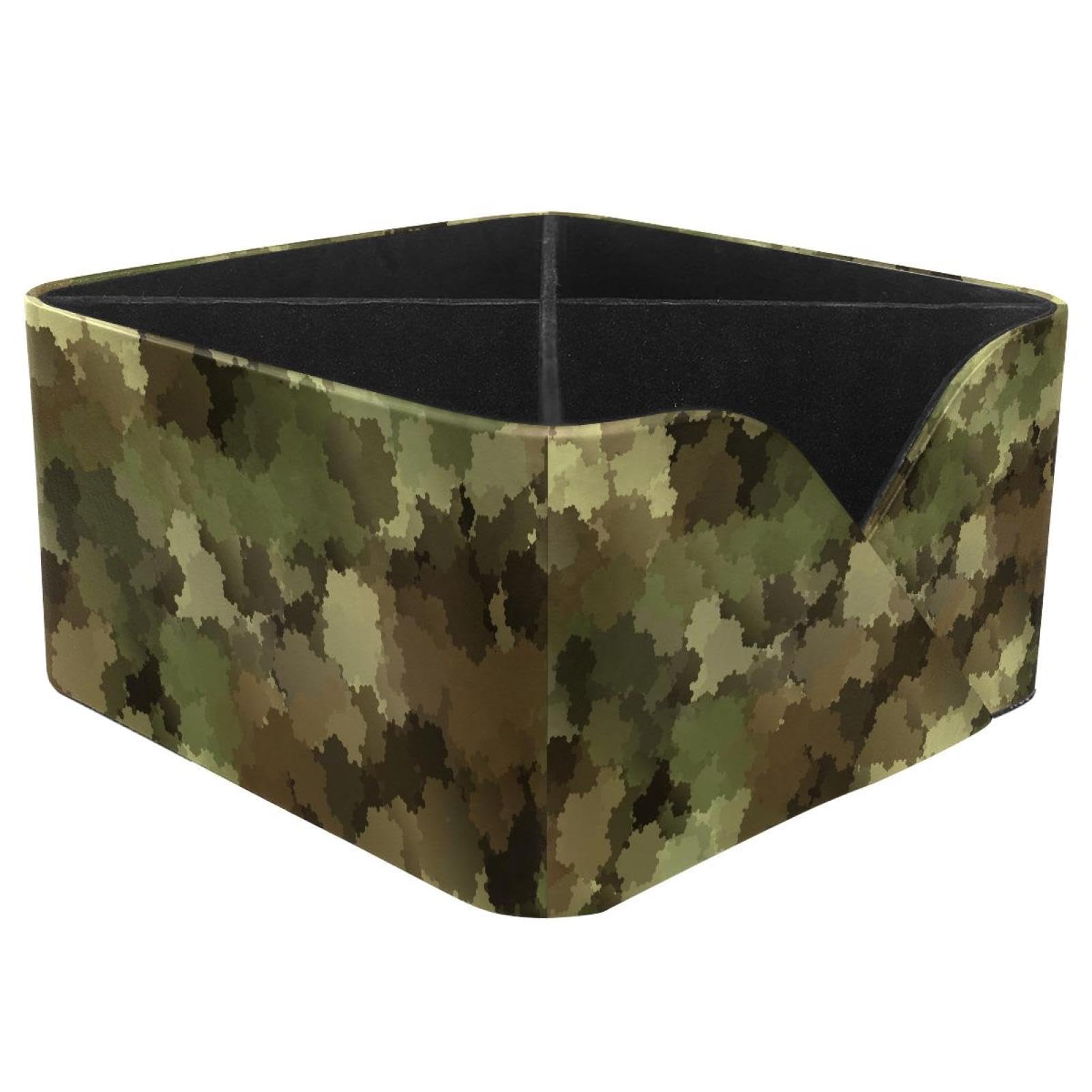 KengjuTesu Mosaic Camouflage Green Desktop Organizer Pen Holder, Rectangular Pencil Cup for Office, Study and Makeup Stations