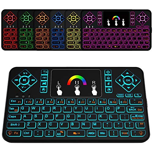 ILEBYGO Mini Wireless Keyboard 2.4Ghz Q9 Colorful Backlit and Touchpad Mouse Combo