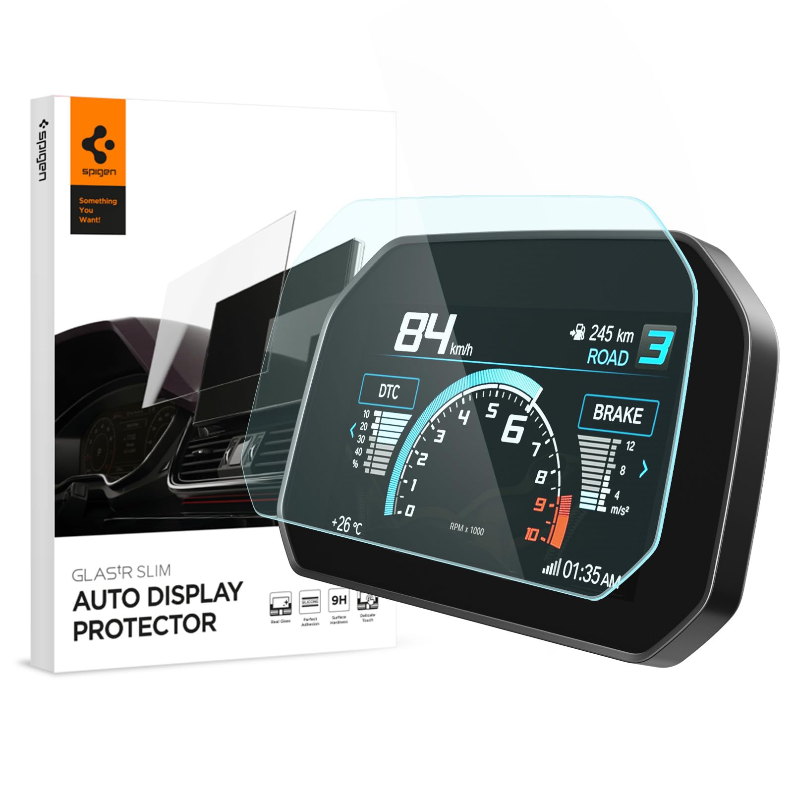 Spigen 1 Pack Glas.tR Tempered Glass Screen Protector for BMW Motorrad Cluster R1250GS (2025-2018), 6.5 inch - Crystal Clear