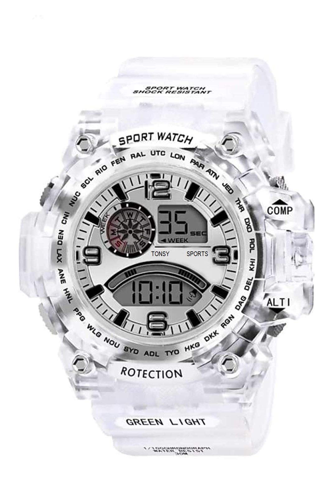 TONSY Multifunction Digital Sport Boys Watch Sweat Proof Strap Band Gift Watch (Multicolored Dial White Colored Strap) (B08VHNK73N) Amazon Price History, Amazon Price Tracker