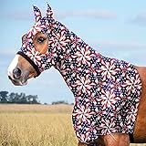 Harrison Howard Soft Horse Hood All-Covered Comfortable Sleezy for Horses with Zipper US Flag Prism M