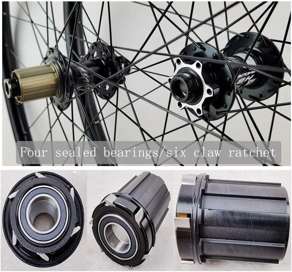 Mountainbike Laufräder 26/27,5/29 Zoll, Aluminiumlegierung Scheibenbremse Radfahren Hinterrad Hülsenrad 142Mm Räder 32H Felge Für 8-12 Fach Kassette 2150G