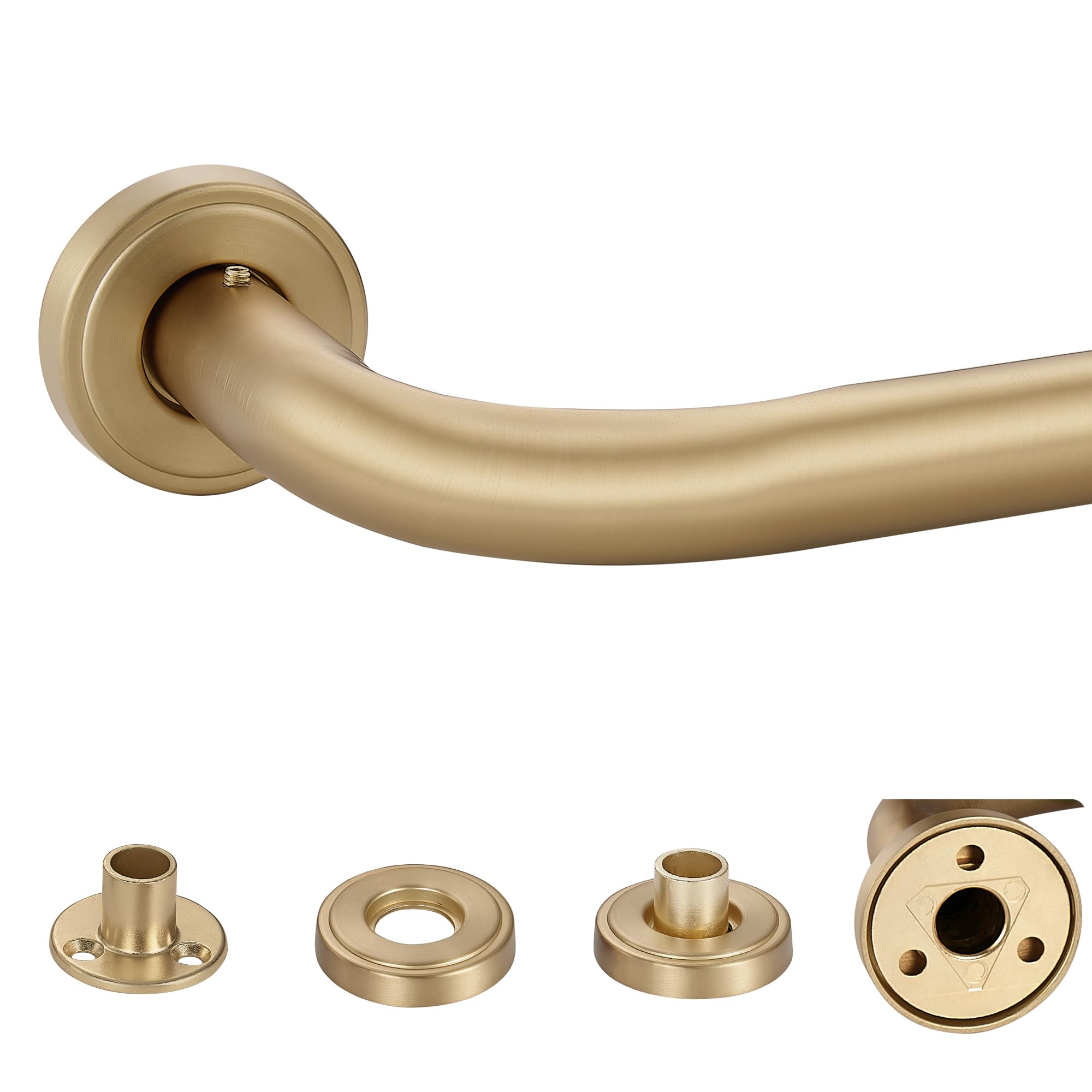 Mayrhyme Warm Gold Wrap Around Curtain Rod, 1 Inch Diameter, 28 to 86 Inch, Adjustable Blackout Curtain Rod with Zinc Alloy Double-deck Finials and Aluminum Center Brackets
