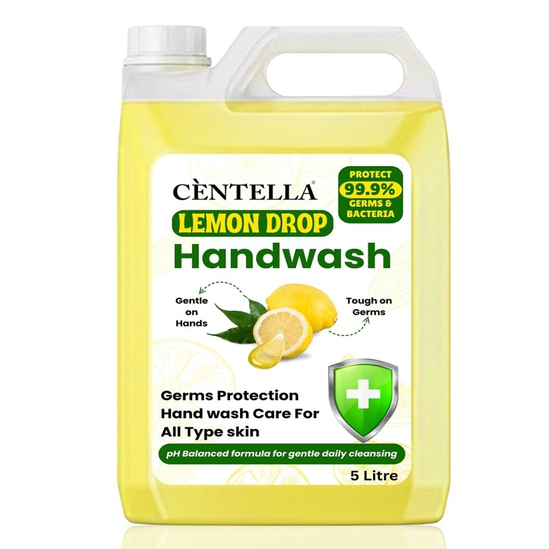 Hand Wash | Lemon Drop Handwash | Germ Protection | Hand Wash Liquid Refill | 5L Refill Can | Handwash With Added pH-Balanced & Moisturizers for Soft & Gentle Hands | Suitable for all Skin types