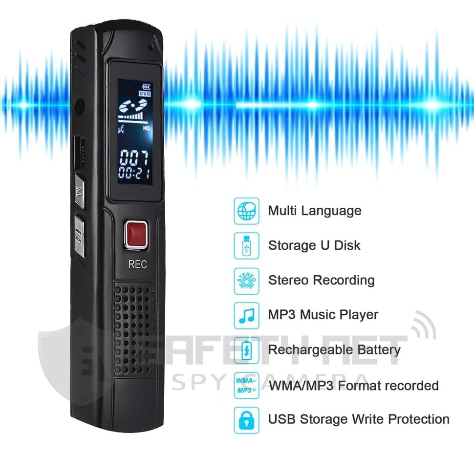 SAFETYTNET Mini Long Voice Recorder | 8GB Inbuilt Digital Steel Stereo Voice Recorder | High Smartphone Sound Recording Mini MP3 Player Recorder | Indoor & Outdoor Use Portable Recorder 2