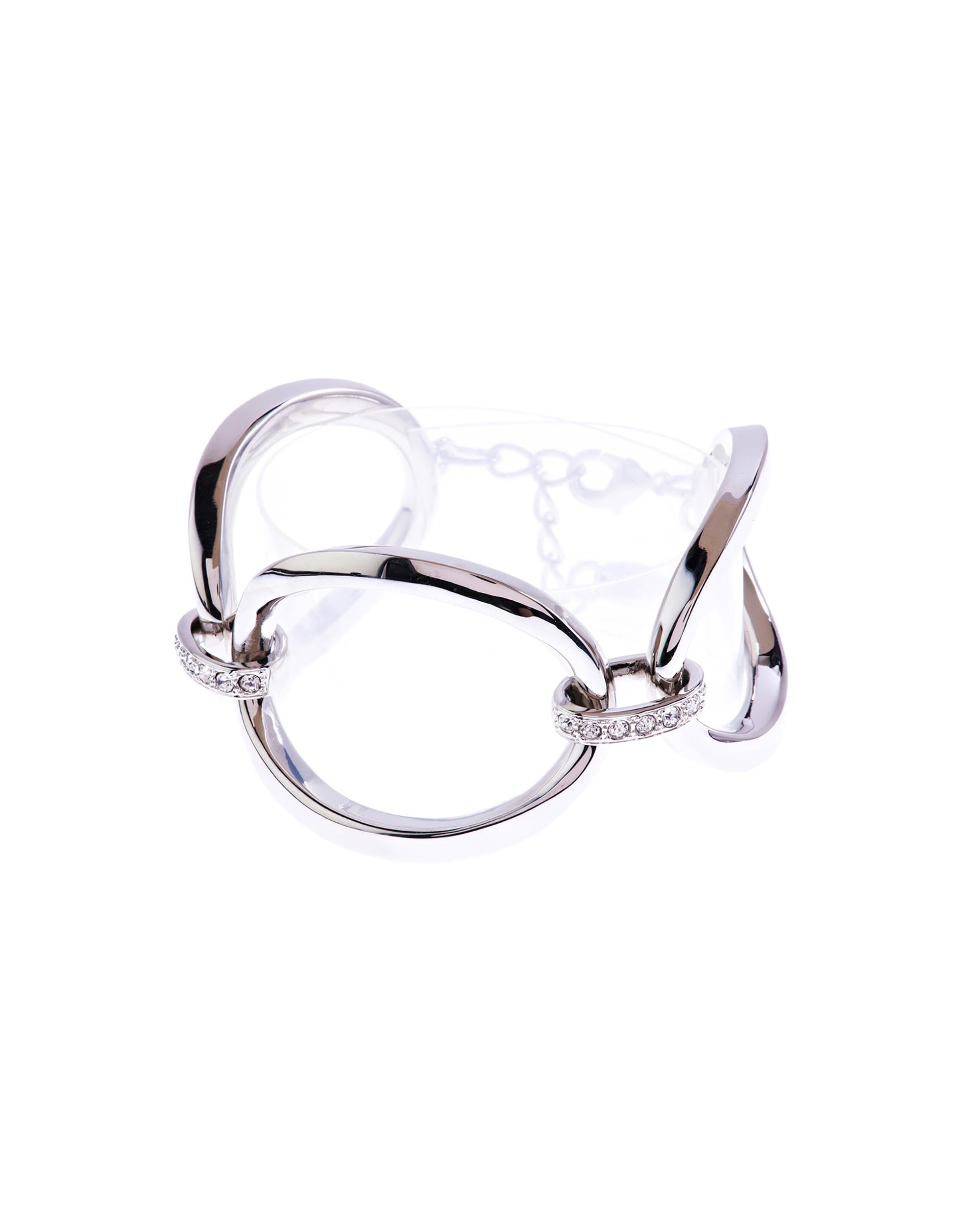Karen Millen Oversized Chain Bracelet For Women (Silver/Crystal)