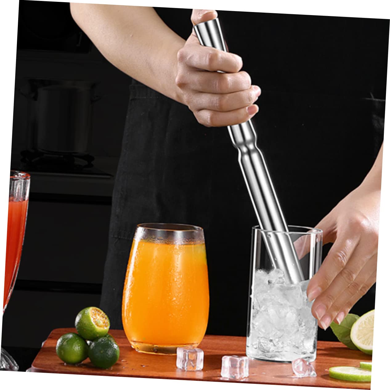 MOLUCKFU Stainless Steel Masher Ice Crusher Drink Muddler Lemon Crusher Ice Hammer Bartender Muddler Fruit Whiskey Muddler Drinking Stirring Rod Mixer for Drinks Ice Muddler Silver