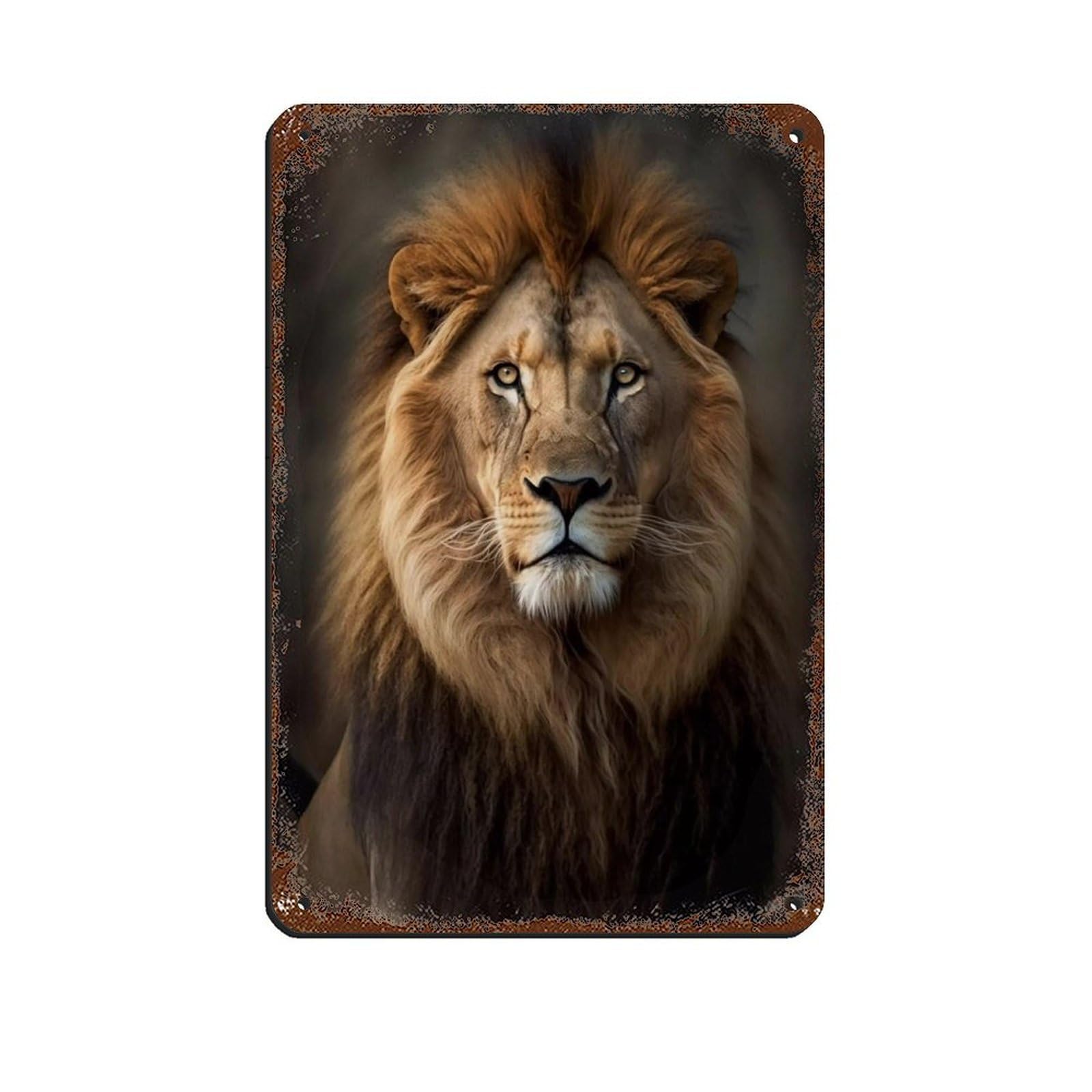 Lxwnze Men's 20L X 30W Cm Majestic Sovereignty-Majestic Lion（1） Tin Sign Vintage Metal Pub Club Cafe Bar Home Wall Art Decoration Poster Retro 8X12inch(20X30cm)