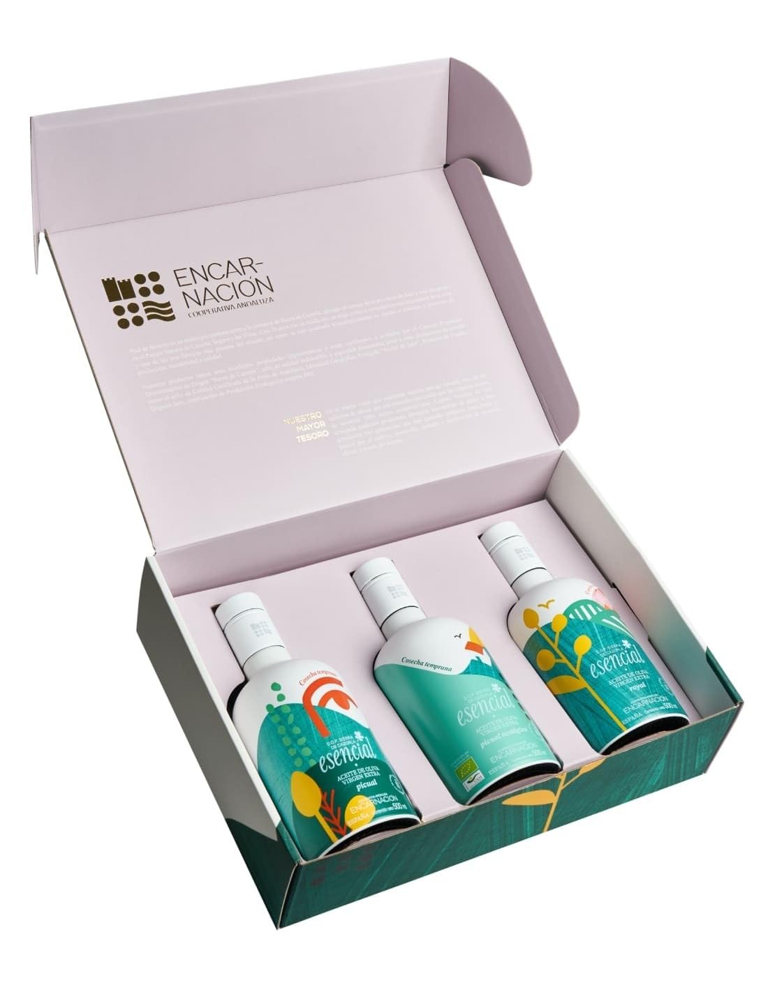 Esencial | Pack Regalo Aceite de Oliva Virgen Extra Verde Temprano Royal + Picual + Picual Ecológico - 3 x 500 ml