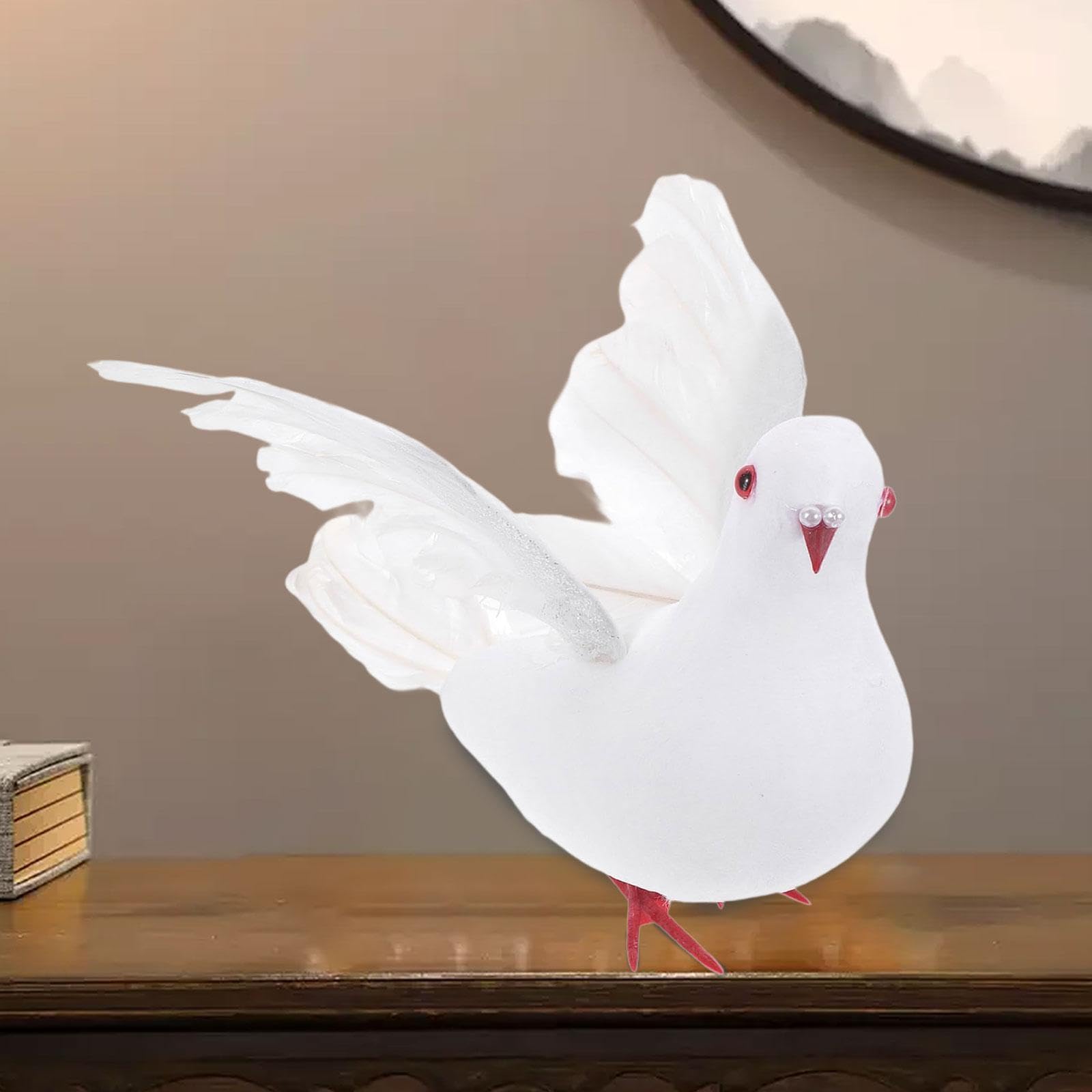 Amazon.co.jp: BLWOTMOR 人工鳩の装飾ホワイトピジョンの彫刻ガーデン