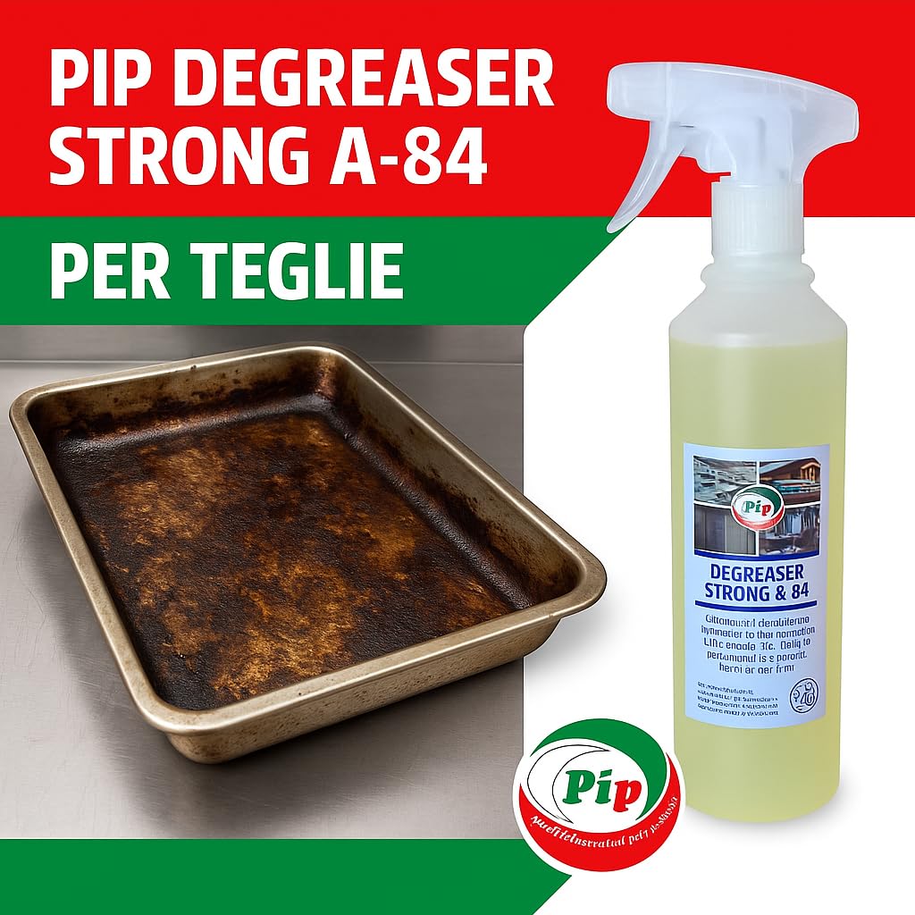 PIP Sgrassatore Professionale Degreaser Strong A-84, Disincrostante, Kit 2pz. da 1L, Concentrato pari a 40 litri di prodotto pronto all'uso, Pulizia Pavimenti, Superfici in Teflon, Forni in Acciaio