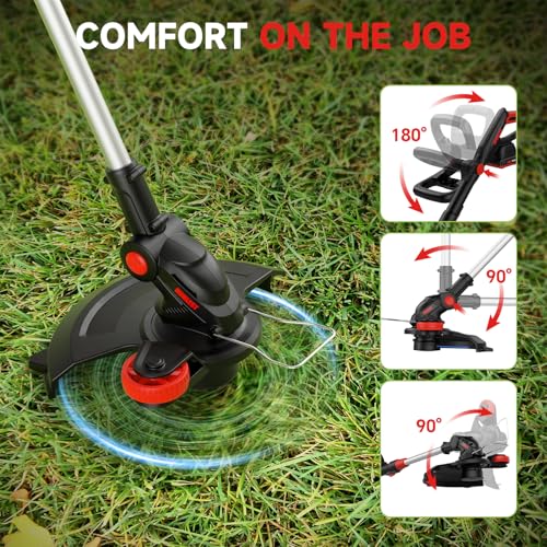 String Trimmer Cordless with Auto Feed,20V Battery Powered 13\" Edger and Weed Trimmer,2 in 1 Electric Grass Trimmer,2.5Ah Battery and Fast Charger Included (Black)