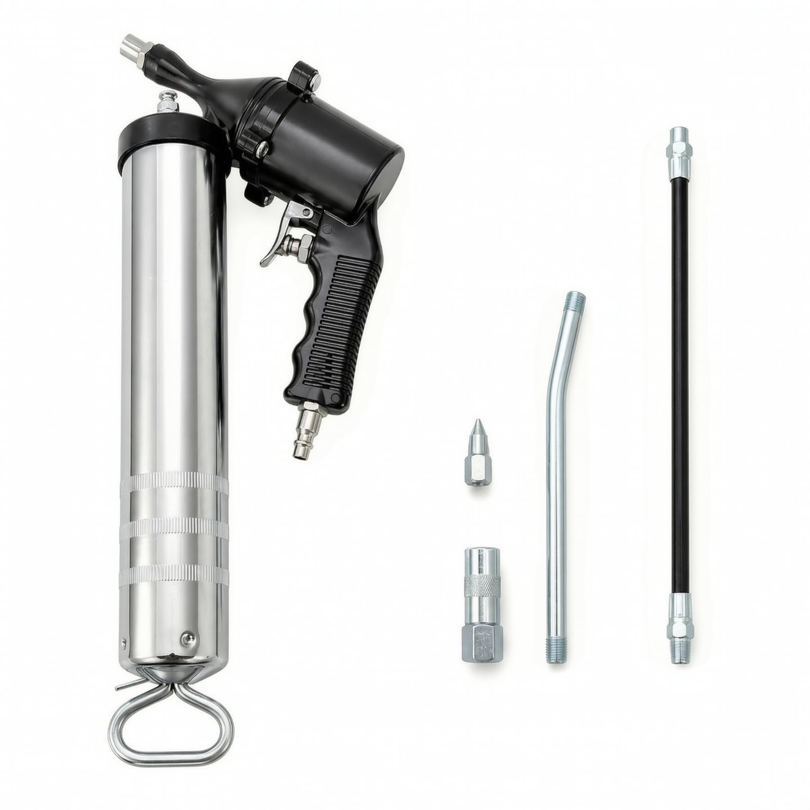 Extensión para Engrasadora Alta Presión Antislizante, Pistola Grasa con Tubo Flexible Flexible, Profesional, Acoplador Engrasadora, para Maquinaria Agrícola, Plateado, Electrochapado
