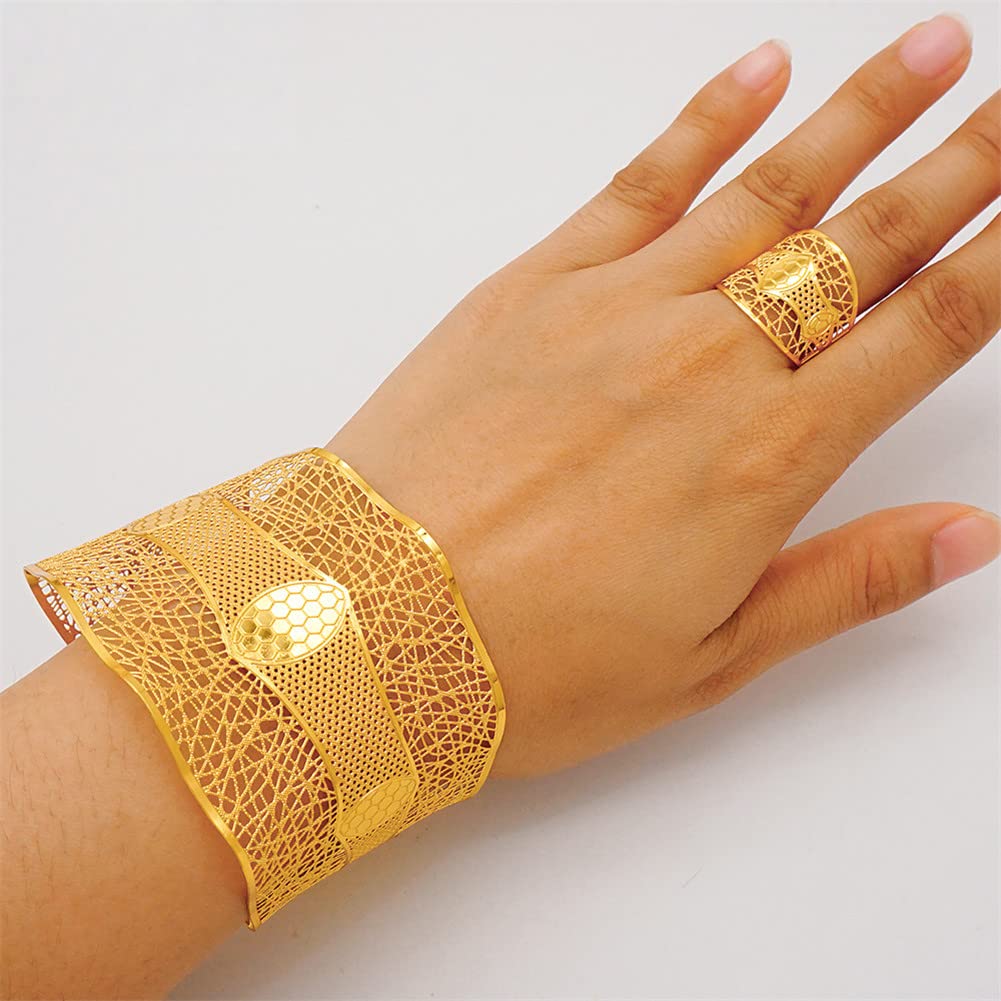 Amazon.com: Gold Color Dubai Indian Bangles With Ring Women