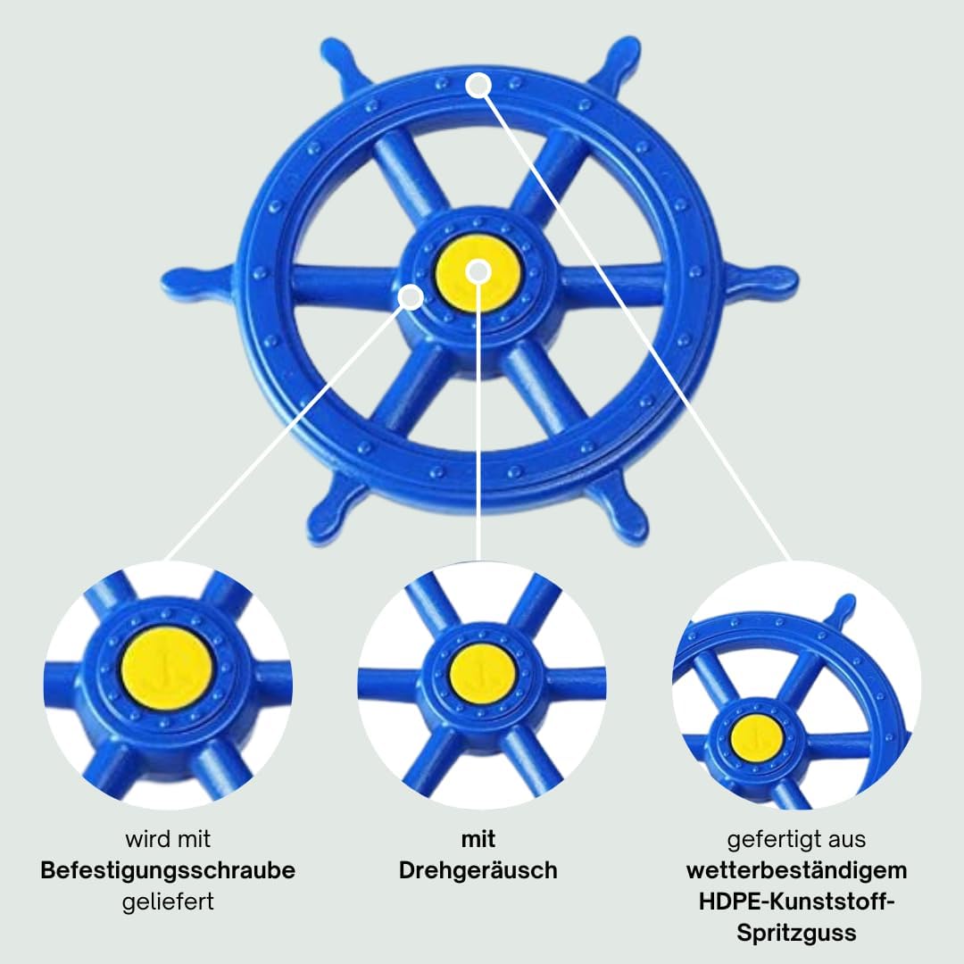 h2i Kunststoff-Steuerrad zur festen Montage – wetterfestes HDPE-Element für Außenkonstruktionen, robust & langlebig, dunkelgrün