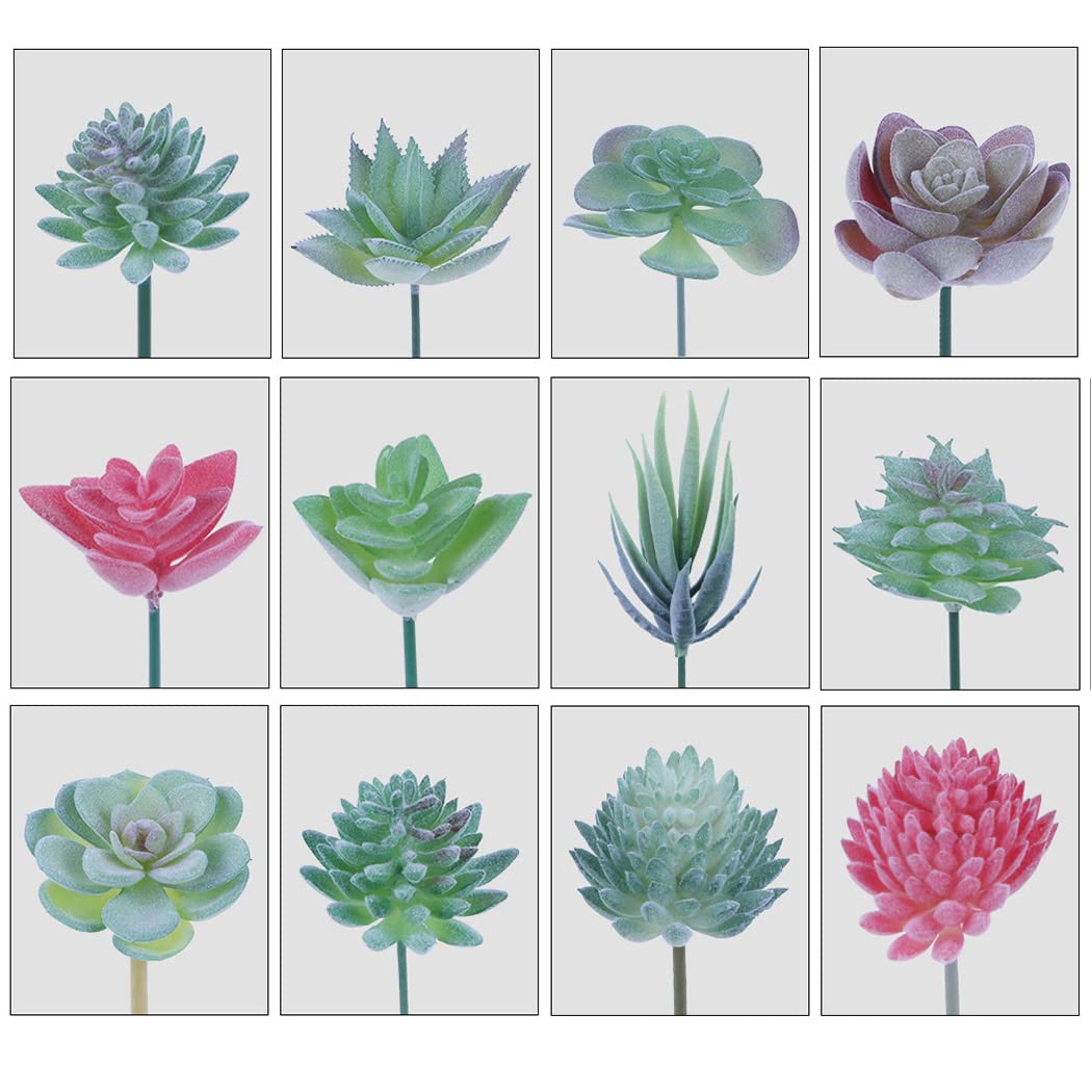 18 Pcs Artificial Succulent Plants – Unpotted Fake Lotus For Home Decor, Multicolor Plastic